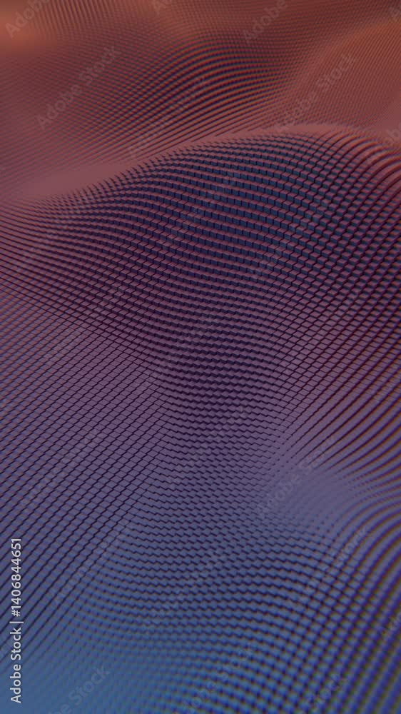 Fototapete Flowing mosaic illusions in pink and yellow squares form a dynamic wave pattern, merging color distortion and synergy in a modern, futuristic aesthetic.