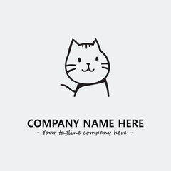 Cat illustration black and white for logo company vector image