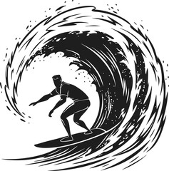 Surfing on the mid sea vector image 