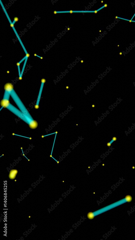 Leinwandbilder colorful network of glowing lines and nodes in neon shades, forming abstract geometric patterns agai