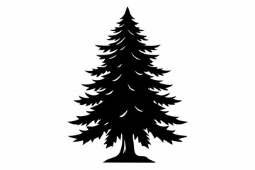 fir tree silhouette line art vector illustration