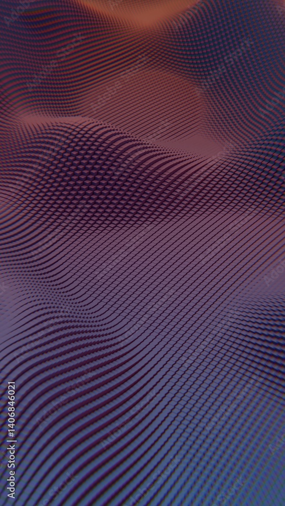 Fototapete Flowing mosaic illusions in pink and yellow squares form a dynamic wave pattern, merging color distortion and synergy in a modern, futuristic aesthetic...