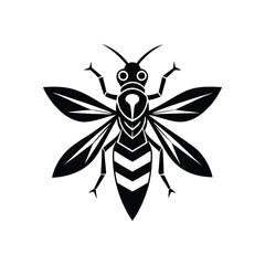 a black and white vector wasp in tattoo style.eps