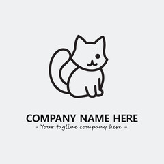 Cat illustration black and white for logo company vector image