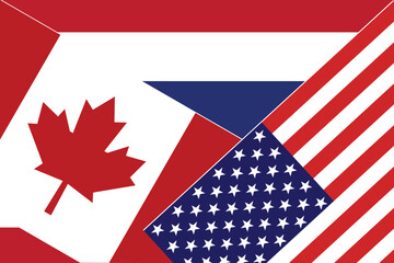 Intertwined Flags of Canada and the USA, symbolizing Thailand Partnership.
