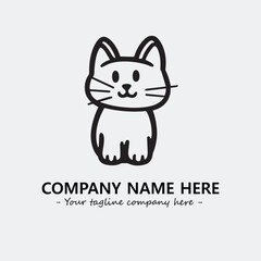 Cat illustration black and white for logo company vector image