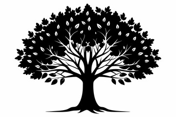 Naklejka premium hazel tree silhouette line art vector illustration