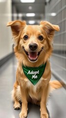 Fototapeta premium Senior shelter dog radiates love and hope while waiting for a forever home Generative AI