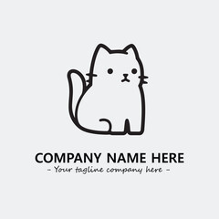 Cat illustration black and white for logo company vector image