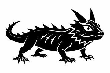horned lizard silhouette line art vector illustration