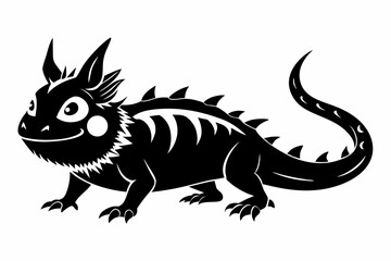 horned lizard silhouette line art vector illustration