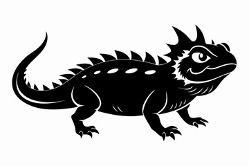 horned lizard silhouette line art vector illustration