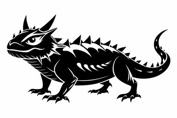 horned lizard silhouette line art vector illustration