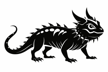 horned lizard silhouette line art vector illustration