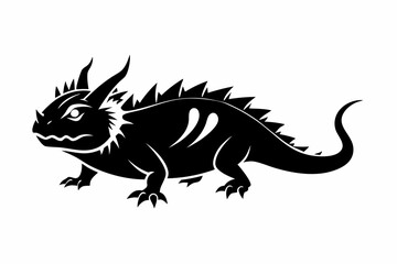 horned lizard silhouette line art vector illustration