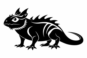 horned lizard silhouette line art vector illustration