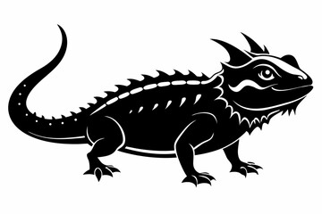 horned lizard silhouette line art vector illustration