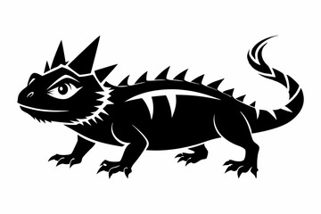 horned lizard silhouette line art vector illustration