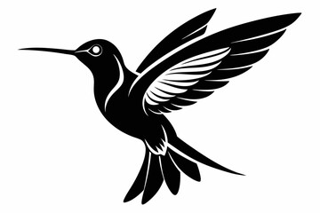 hummingbird silhouette line art vector illustration