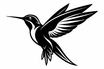 hummingbird silhouette line art vector illustration