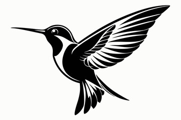 hummingbird silhouette line art vector illustration
