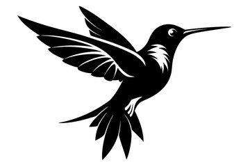 hummingbird silhouette line art vector illustration