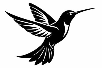 hummingbird silhouette line art vector illustration