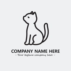Cat illustration black and white for logo company vector image