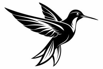 hummingbird silhouette line art vector illustration