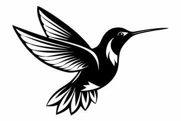 hummingbird silhouette line art vector illustration