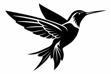 hummingbird silhouette line art vector illustration