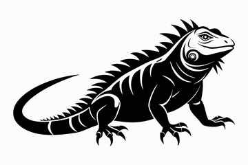 iguana silhouette line art vector illustration