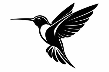 hummingbird silhouette line art vector illustration