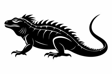 iguana silhouette line art vector illustration
