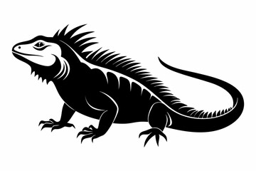 iguana silhouette line art vector illustration