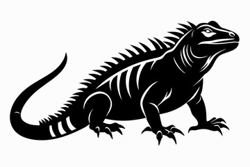 iguana silhouette line art vector illustration