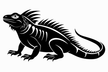 iguana silhouette line art vector illustration