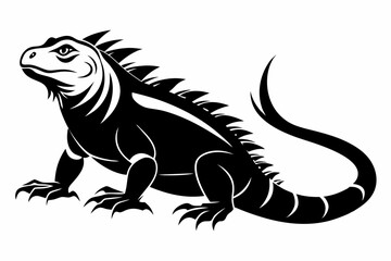 iguana silhouette line art vector illustration