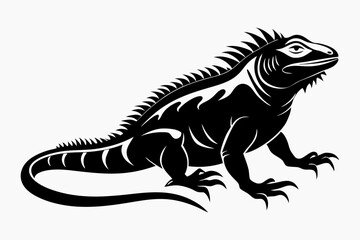 iguana silhouette line art vector illustration