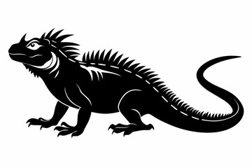 iguana silhouette line art vector illustration