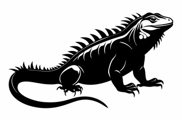 iguana silhouette line art vector illustration