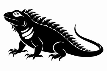iguana silhouette line art vector illustration