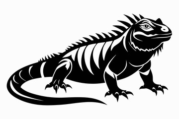 iguana silhouette line art vector illustration