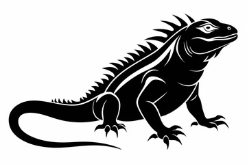 iguana silhouette line art vector illustration