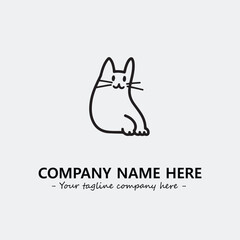 Cat illustration black and white for logo company vector image