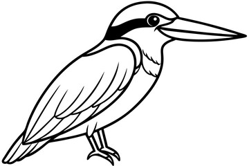 kingfisher silhouette line art vector illustration