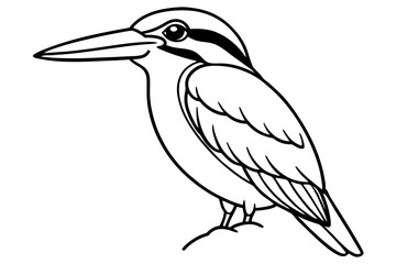 kingfisher silhouette line art vector illustration