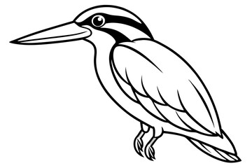 kingfisher silhouette line art vector illustration