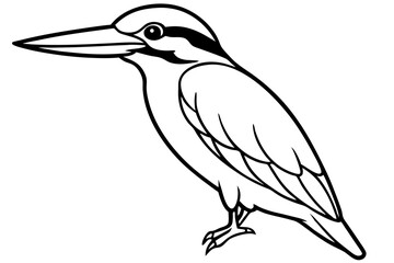 kingfisher silhouette line art vector illustration