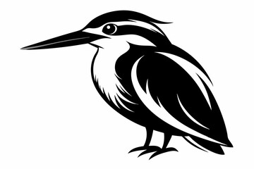 kingfisher silhouette line art vector illustration